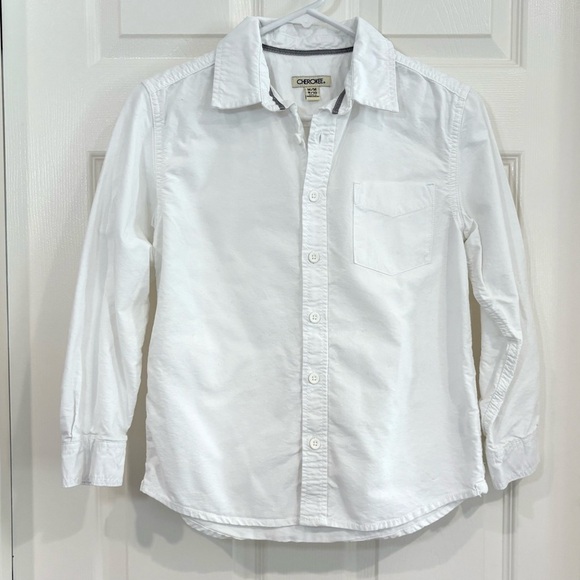 Cherokee Other - Cherokee Long Sleeve White Button Down Collar Shirt Boys M 8/10 Classic Cotton